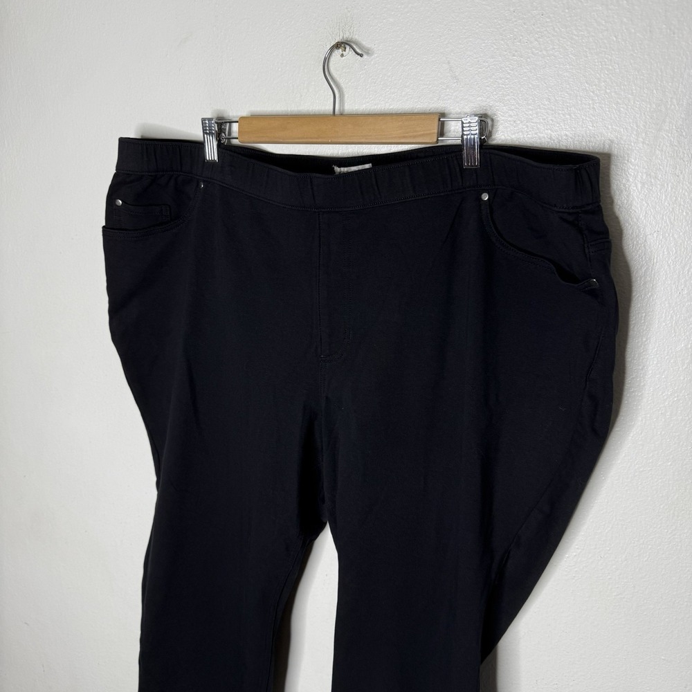 New Avenue Black Jean Knit Pull On Pants Pockets Women's 26/28 Petite - Picture 2 of 10